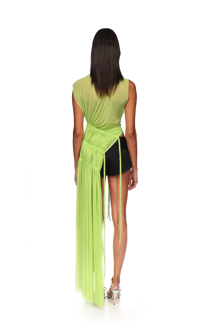 ASYMMETRIC HEM RUCHED TUNIC