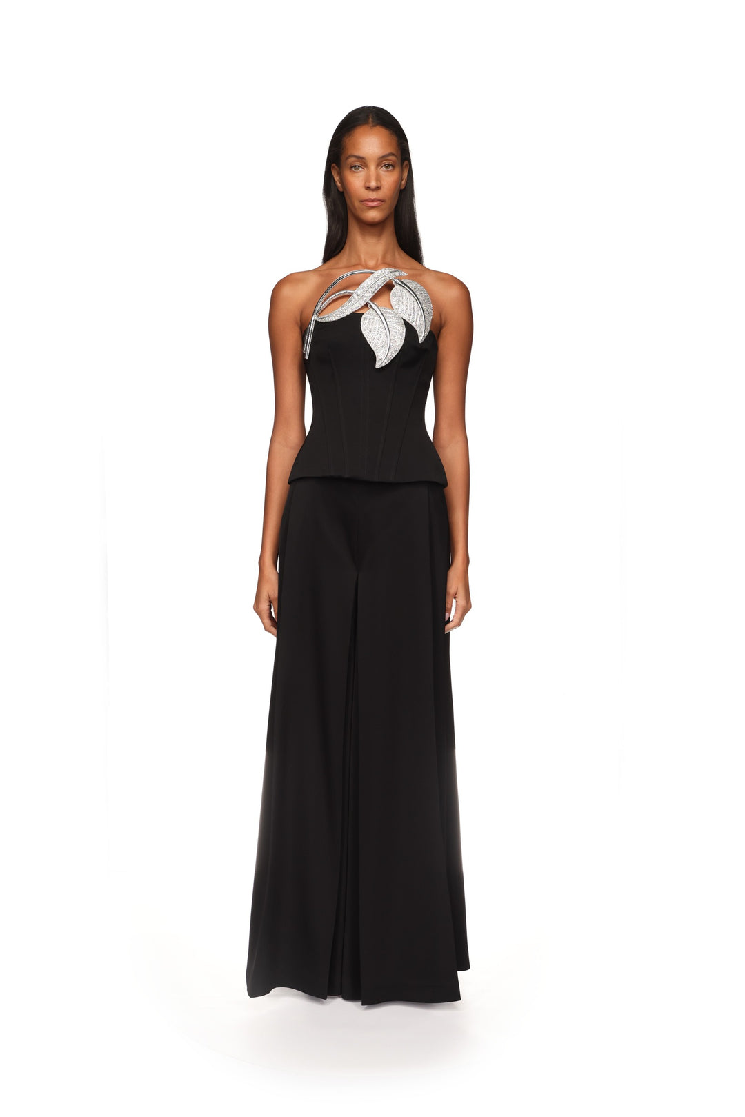 WIDE LEG FLOWY TROUSERS IN BLACK