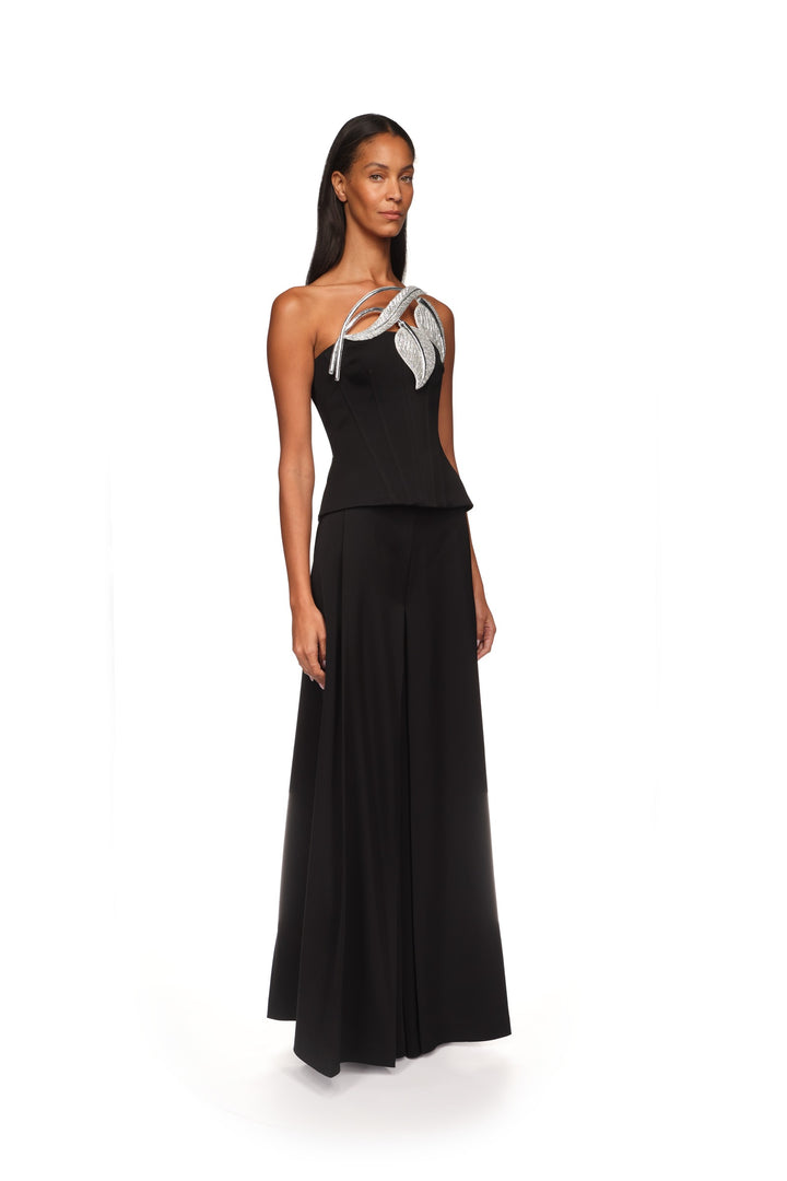 WIDE LEG FLOWY TROUSERS IN BLACK