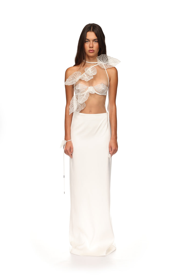 THREAD LEAF CLUSTER EMBROIDERED BODYSUIT