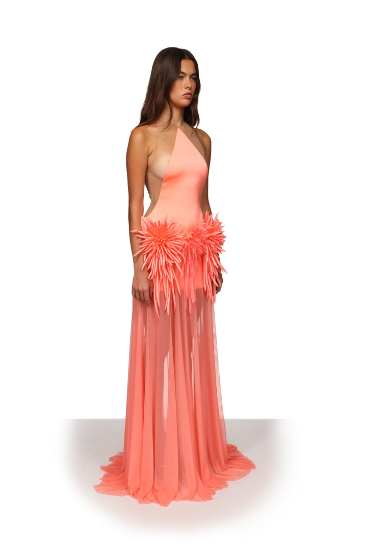 CACTUS DAHLIA DETAIL GOWN