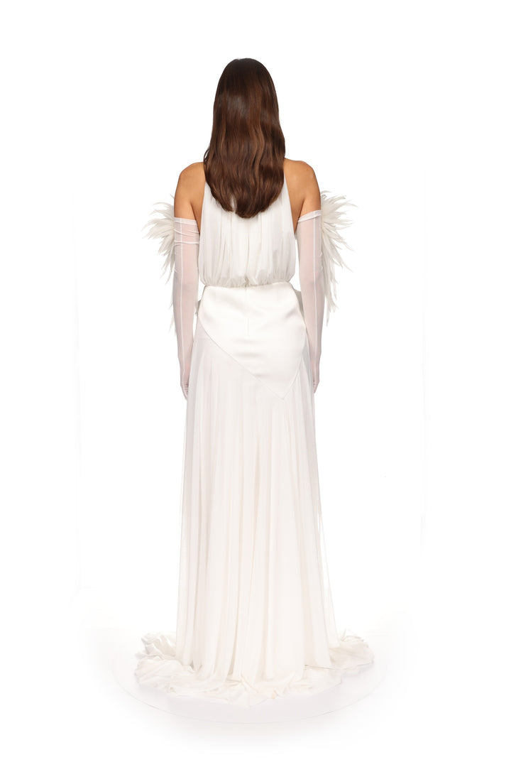 CACTUS DAHLIA DETAIL HALTER GOWN
