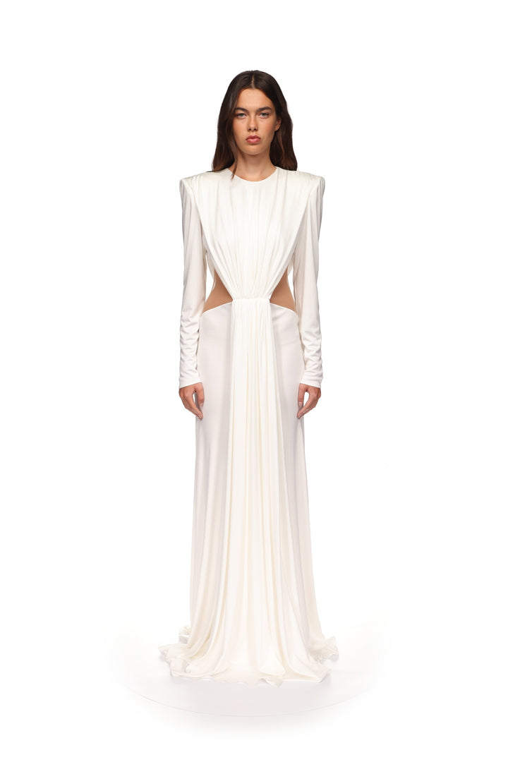 DRAPED GOWN WITH SIDE CUT-OUTS