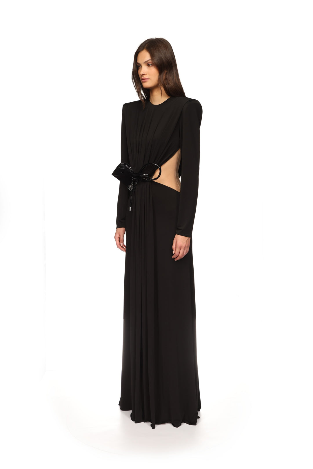 LEATHER LEAF AND SIDE CUT-OUT GOWN