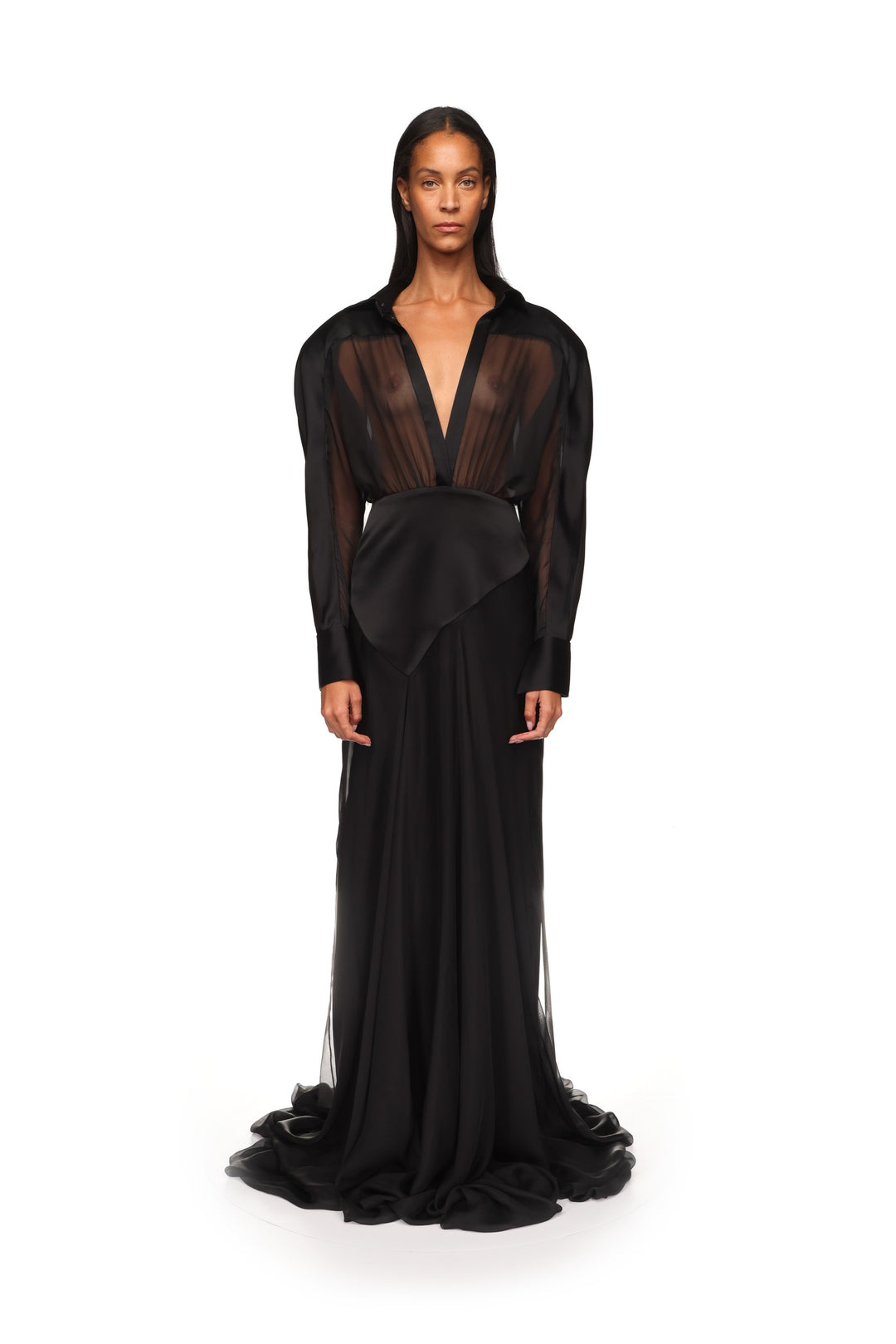 CONTRAST PANEL SHIRT GOWN