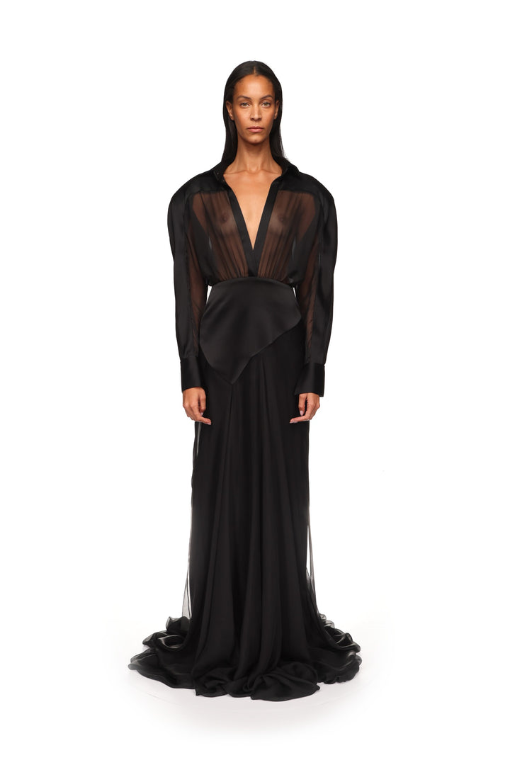 CONTRAST PANEL SHIRT GOWN