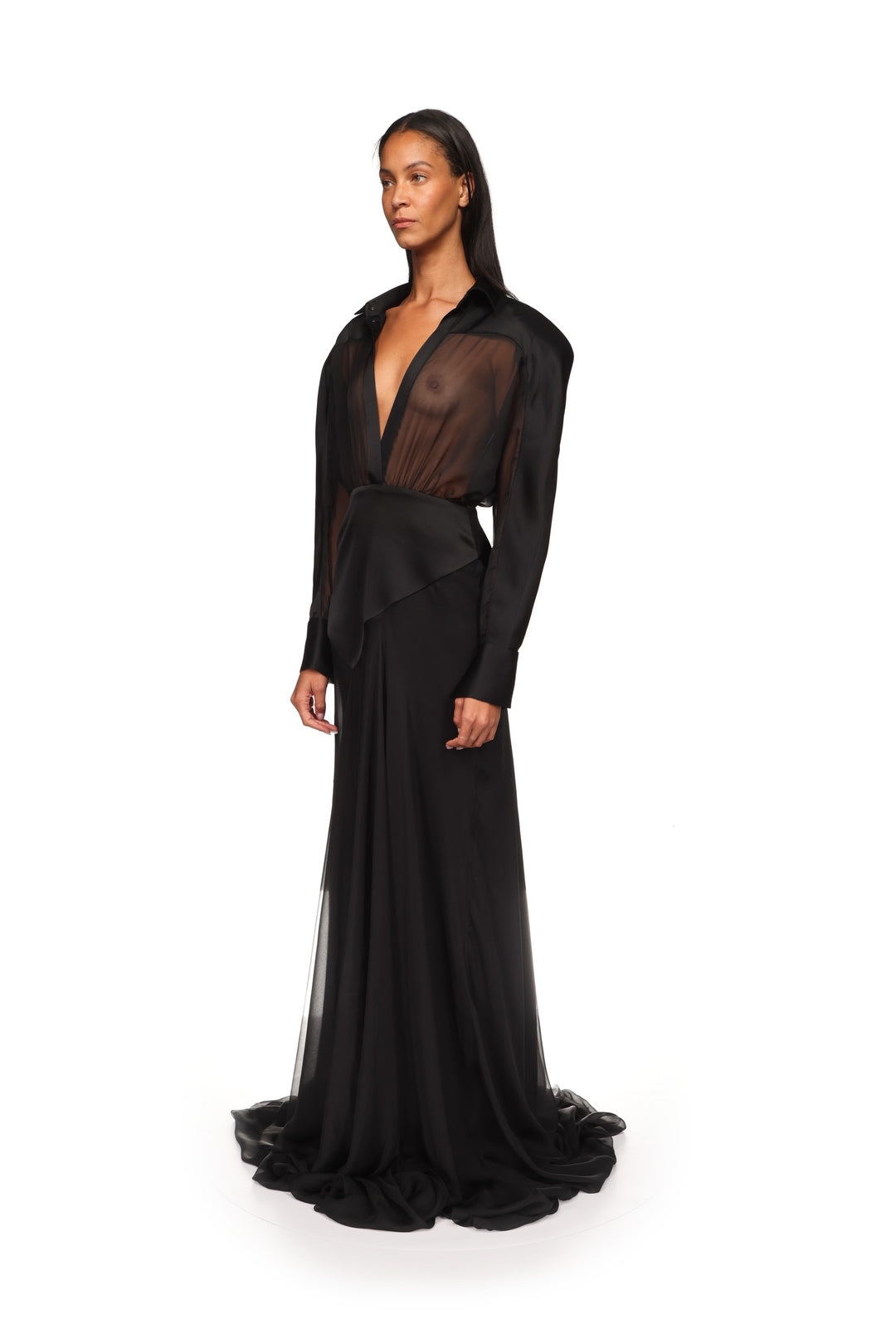 CONTRAST PANEL SHIRT GOWN