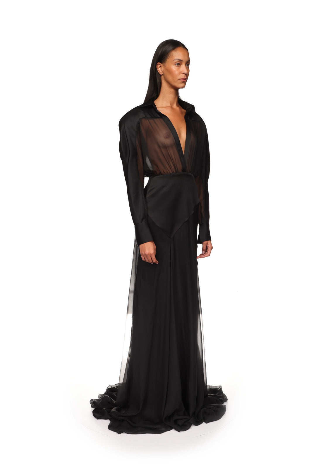CONTRAST PANEL SHIRT GOWN