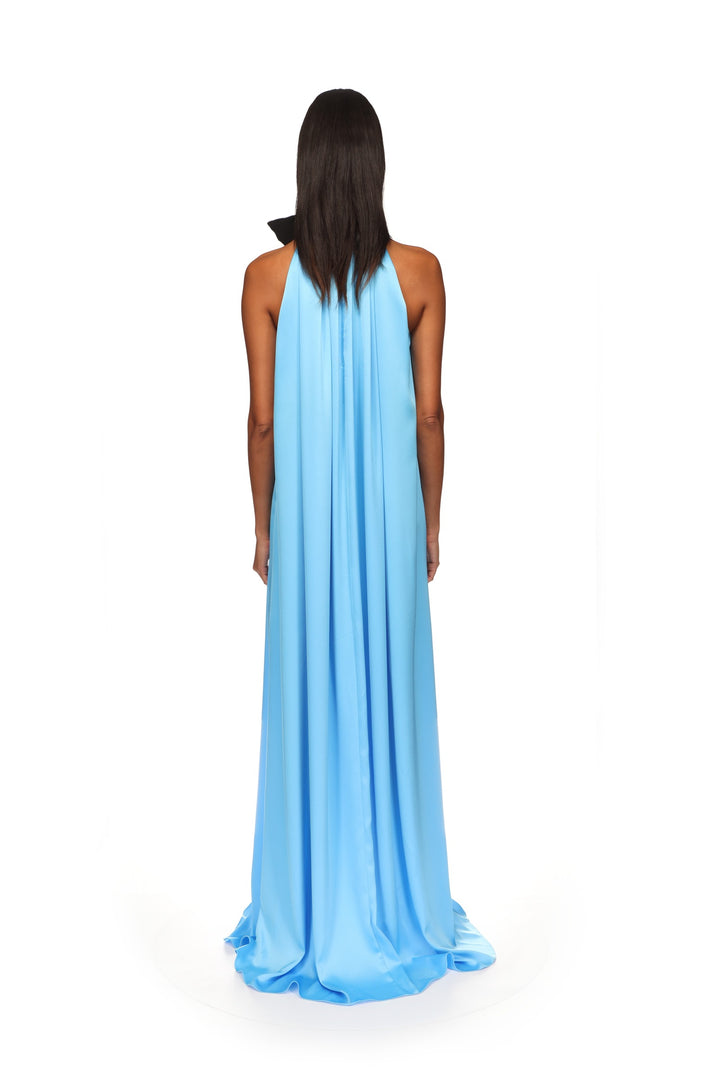 CRYSTAL LEAF AND GATHERED SATIN GOWN