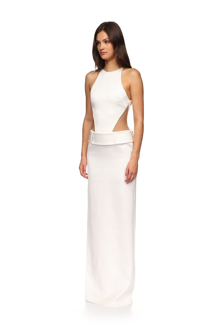 BELT DETAIL HALTERNECK GOWN