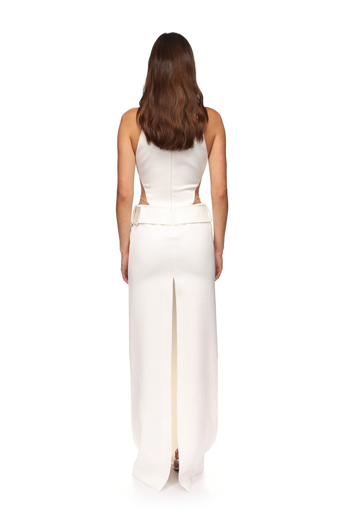 BELT DETAIL HALTERNECK GOWN