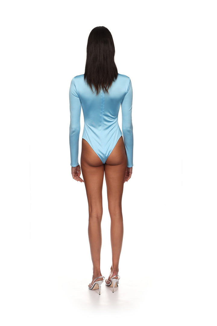 CRYSTAL LEAF AND RUCHED DETAIL BODYSUIT