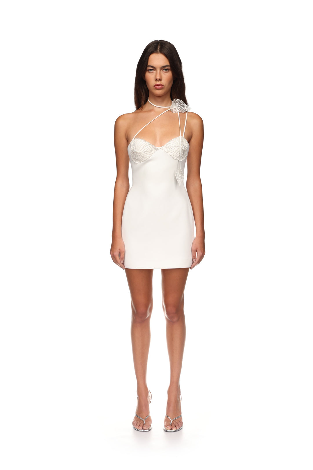 THREAD LEAF EMBROIDERY MINI DRESS