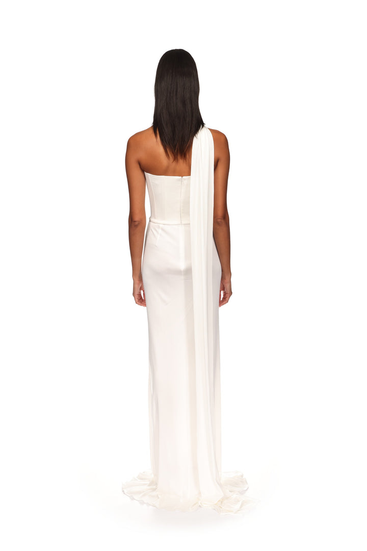 CORSET TOP AND CRYSTAL LEAF GOWN