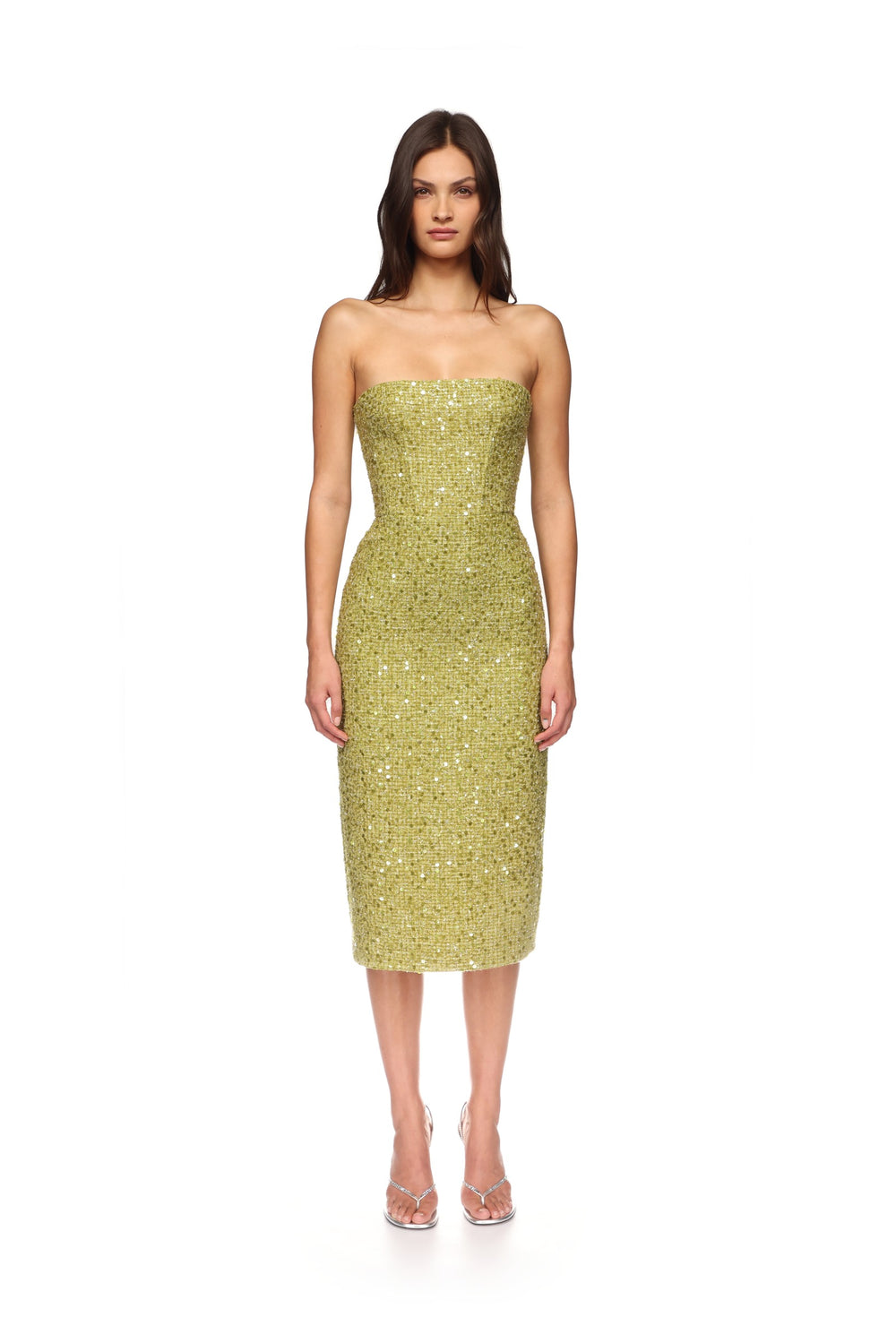 gold boucle midi dress Gold Boucle Midi Dress self-portrait-US