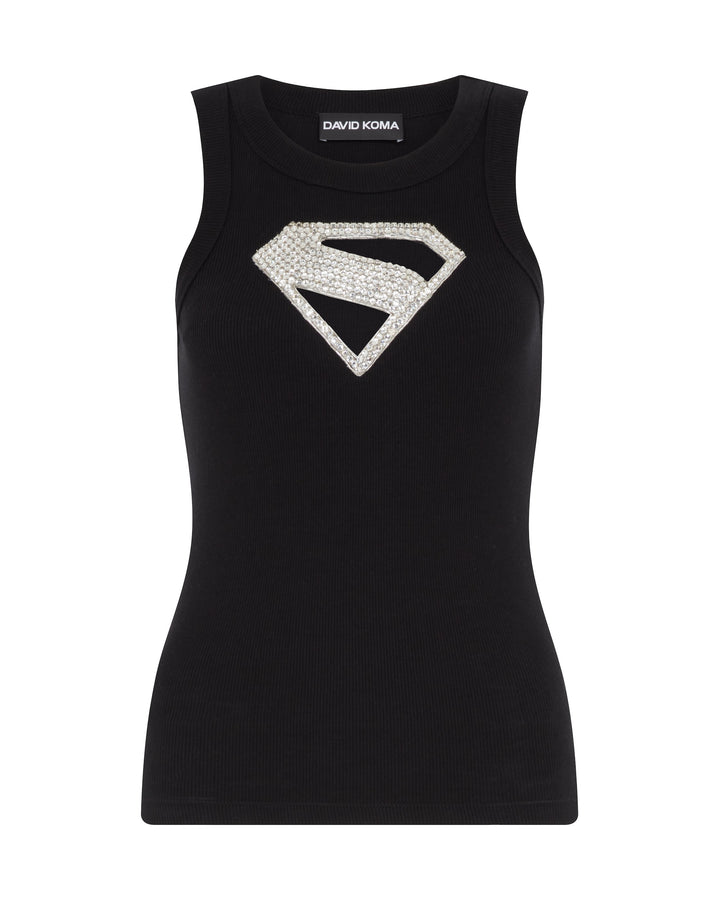 SUPERGIRL x DAVID KOMA CRYSTAL LOGO TANK TOP