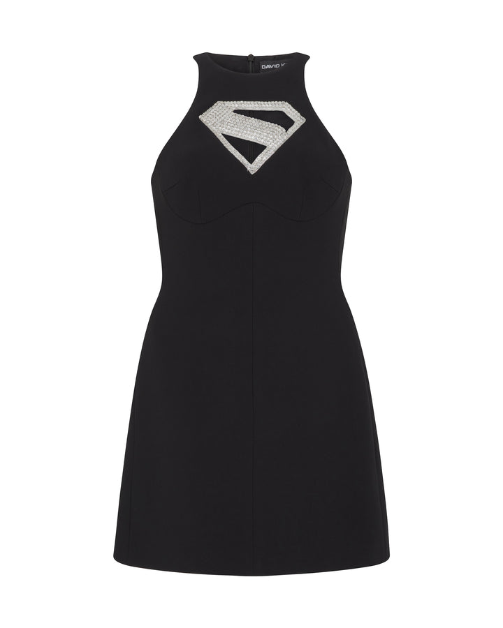 SUPERGIRL x DAVID KOMA CRYSTAL LOGO MINI DRESS