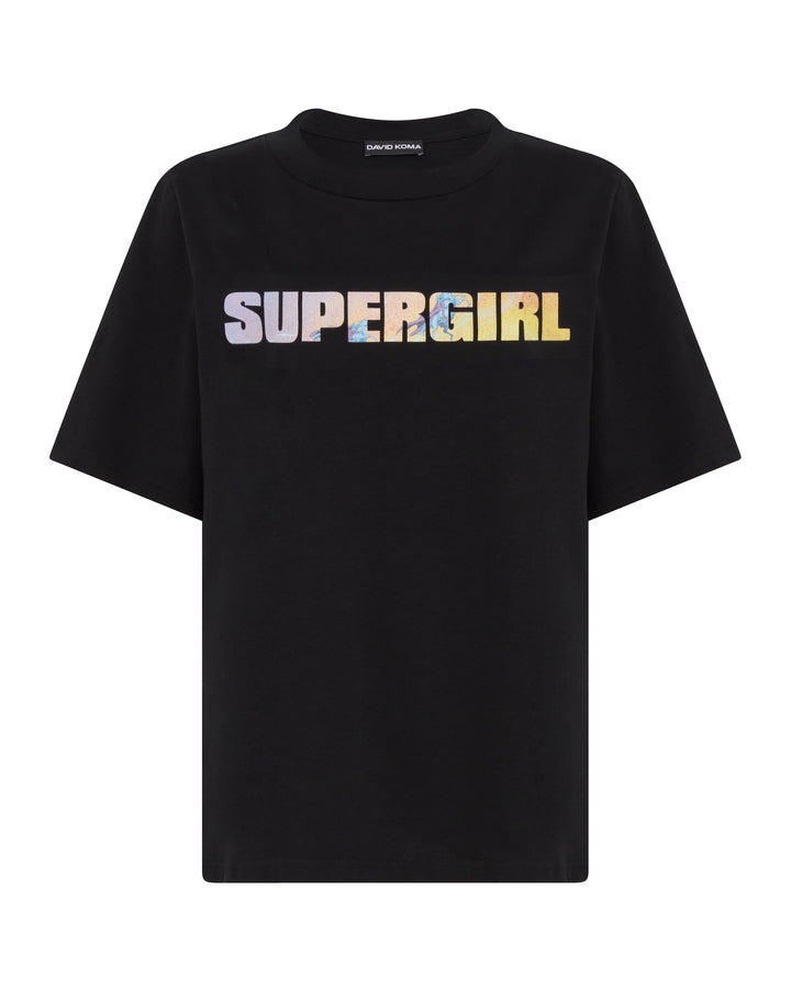 SUPERGIRL x DAVID KOMA LOGO PRINT T-SHIRT