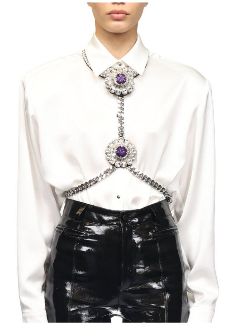 CRYSTAL EMBROIDERY & MOTIF DETAIL CHAIN HARNESS