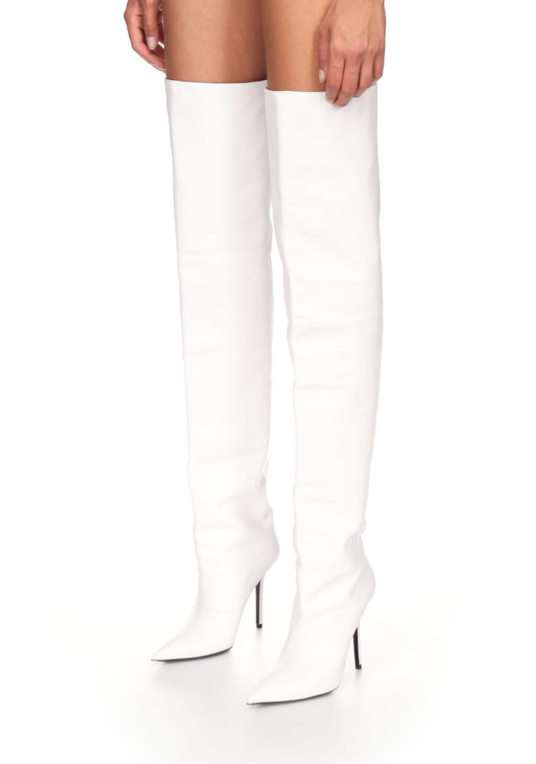 WIDE LEG THIGH HIGH BOOTS IN WHITE David Koma