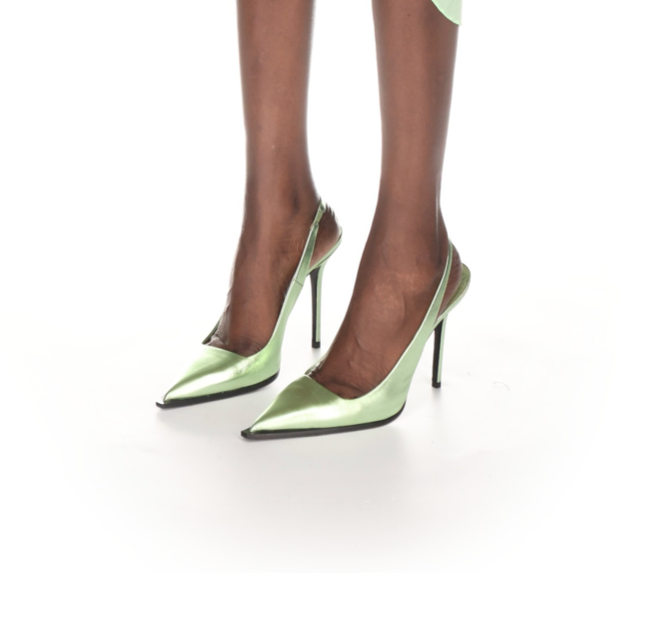 SLINGBACK LEATHER PUMPS IN MINT