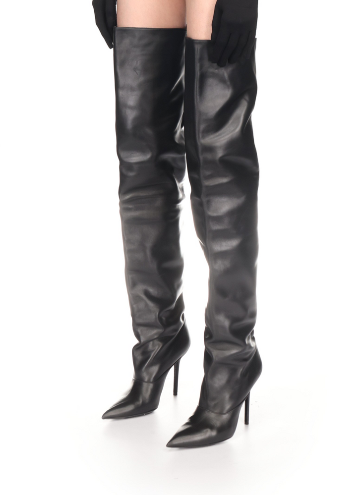 WIDE LEG THIGH HIGH BOOT IN BLACK