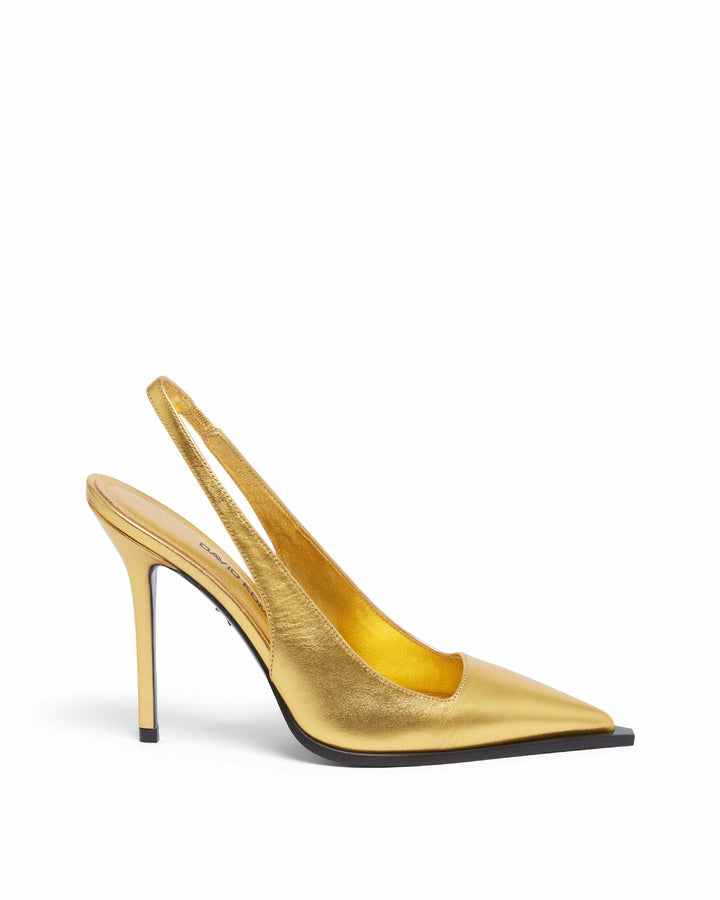 SLINGBACK LEATHER PUMPS IN GOLD