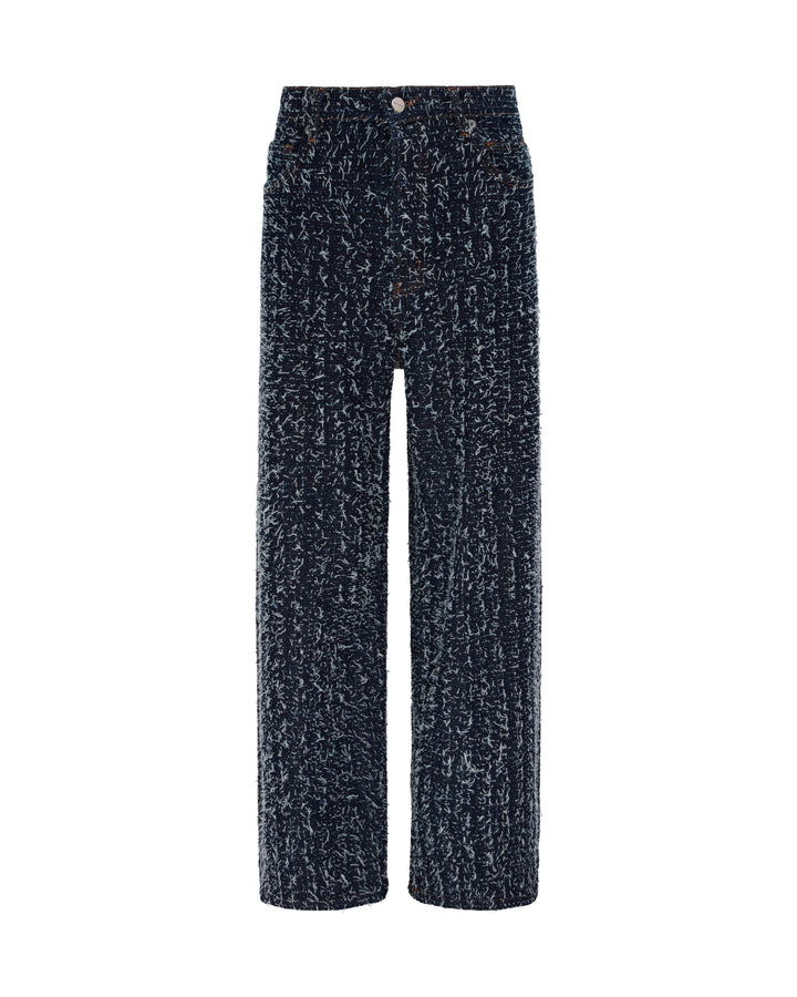 BOUCLE DENIM WIDE LEG TROUSERS