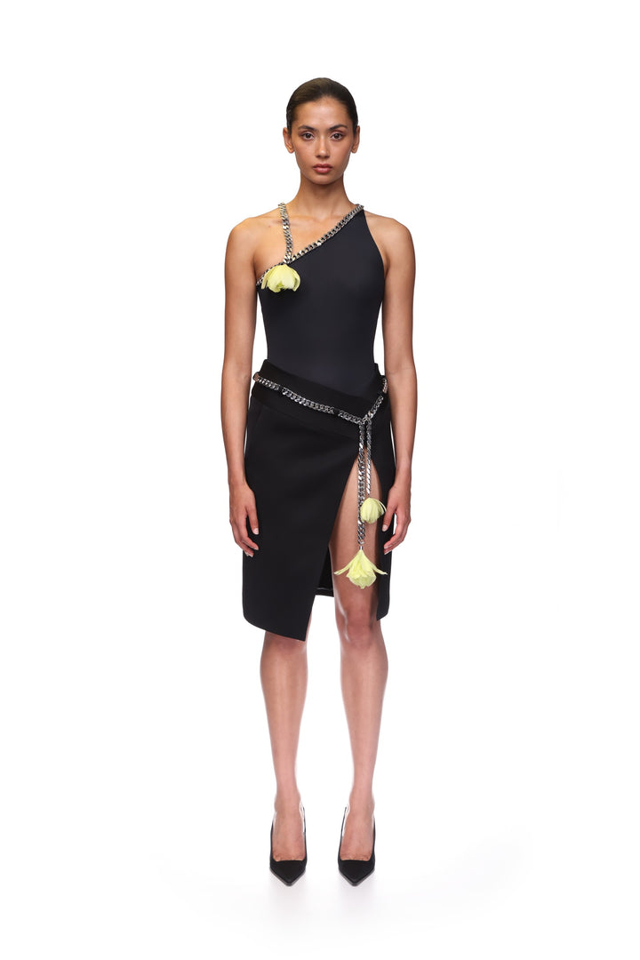 FLOWER CHAIN ONE SHOULDER BODYSUIT
