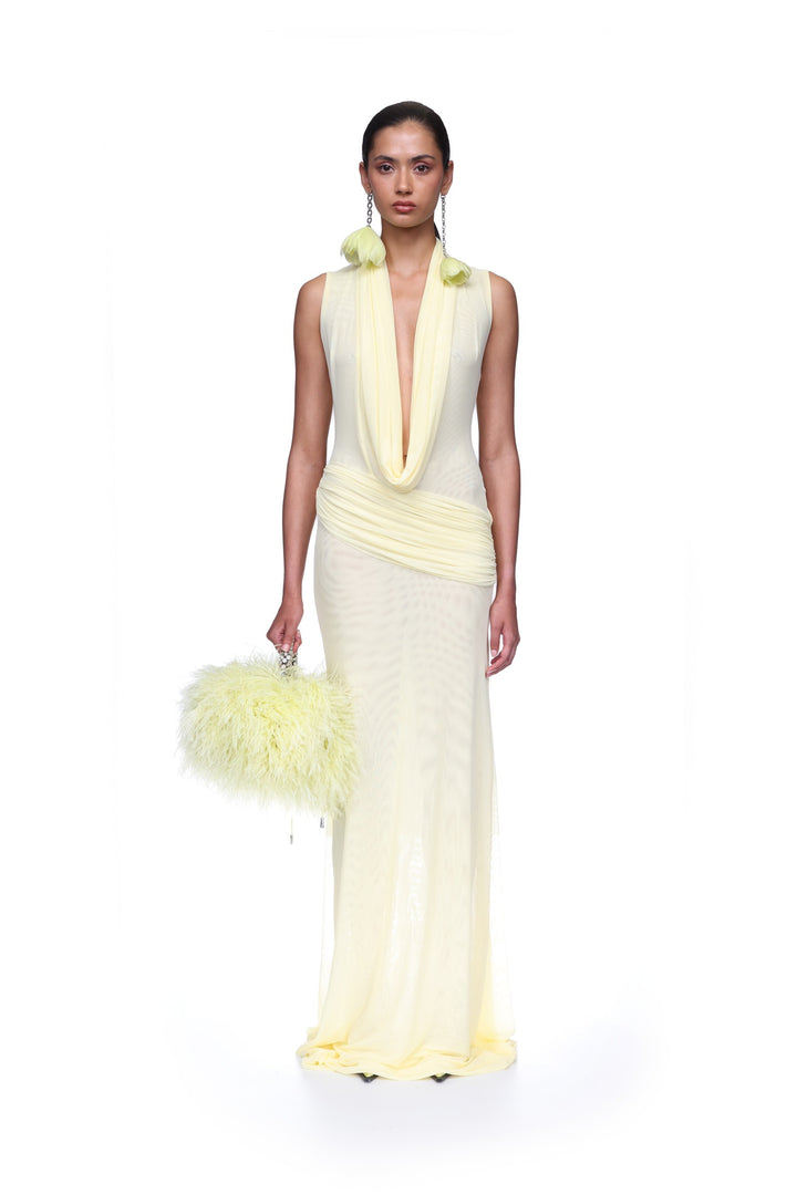 PLUNGE NECKLINE SLEEVELESS GOWN