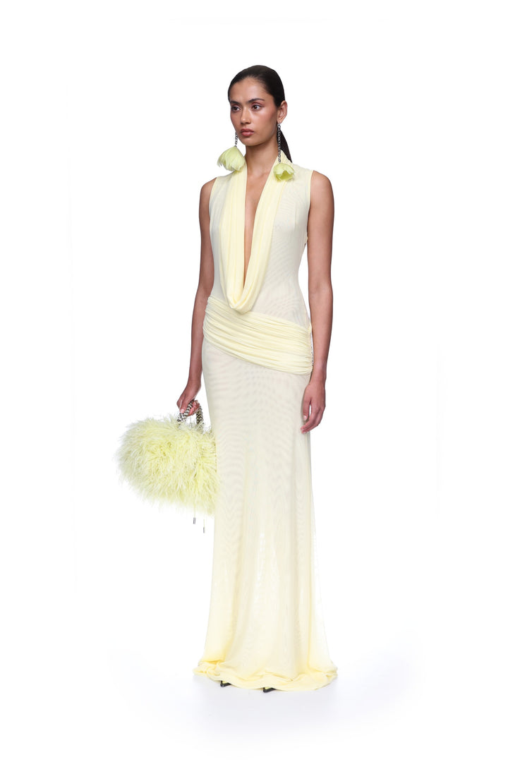 PLUNGE NECKLINE SLEEVELESS GOWN