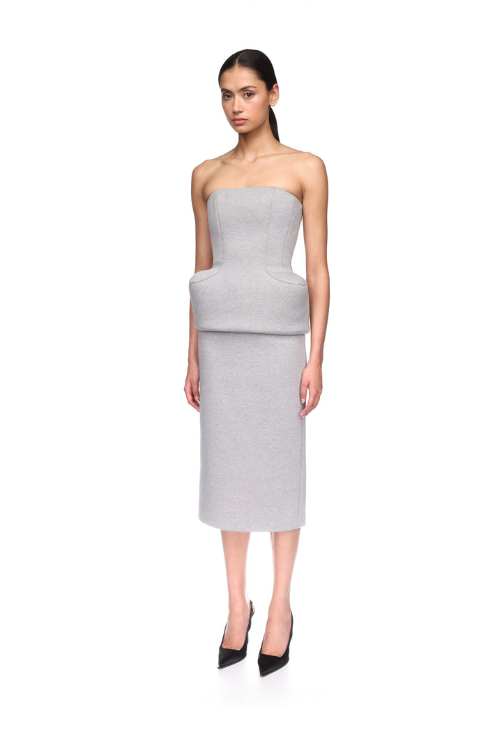 BONDED JERSEY PENCIL MIDI SKIRT