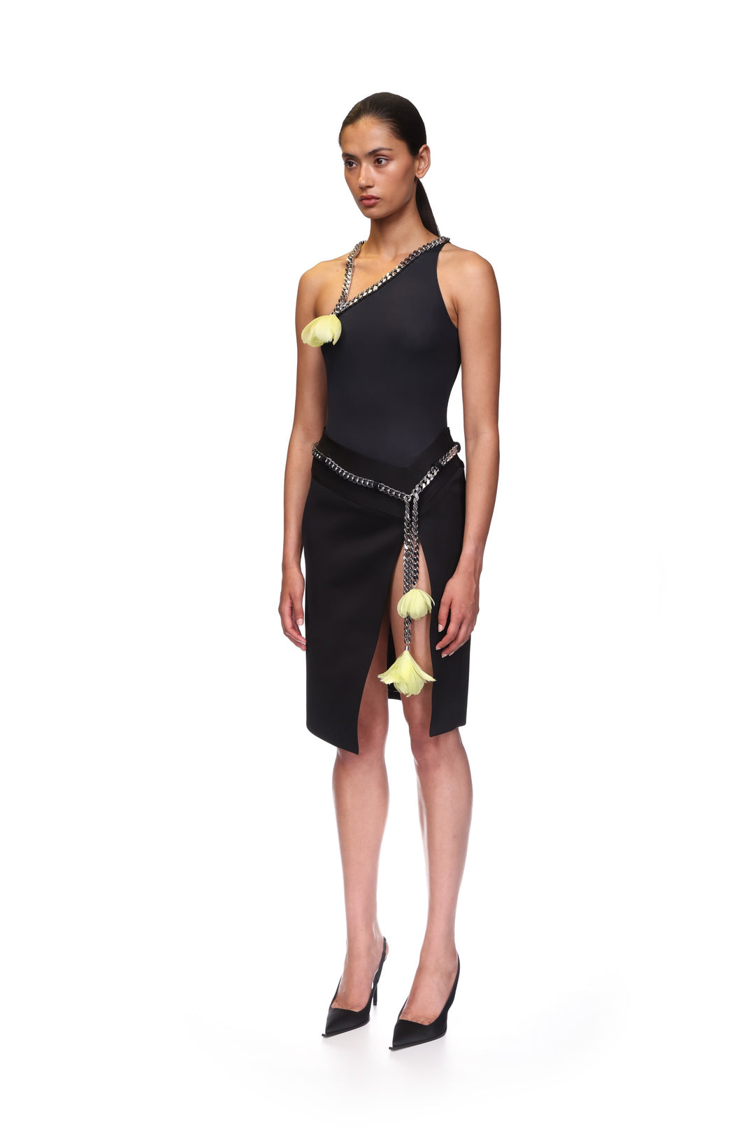 FLOWER CHAIN ONE SHOULDER BODYSUIT