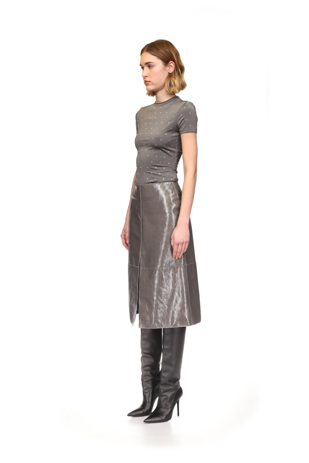MIDI LEATHER SKIRT