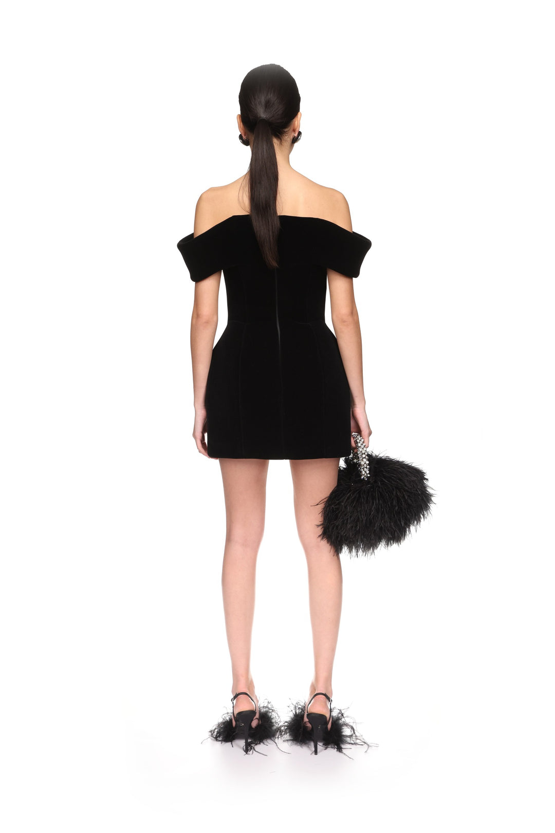 OFF THE SHOULDER VELVET MINI DRESS