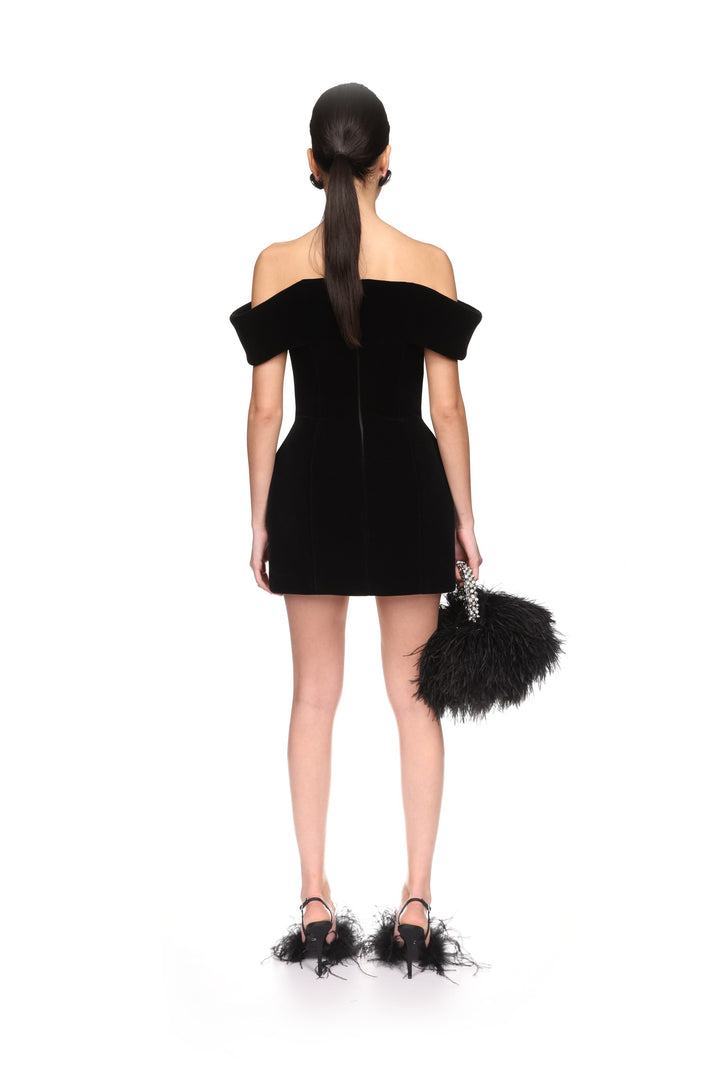 OFF THE SHOULDER VELVET MINI DRESS