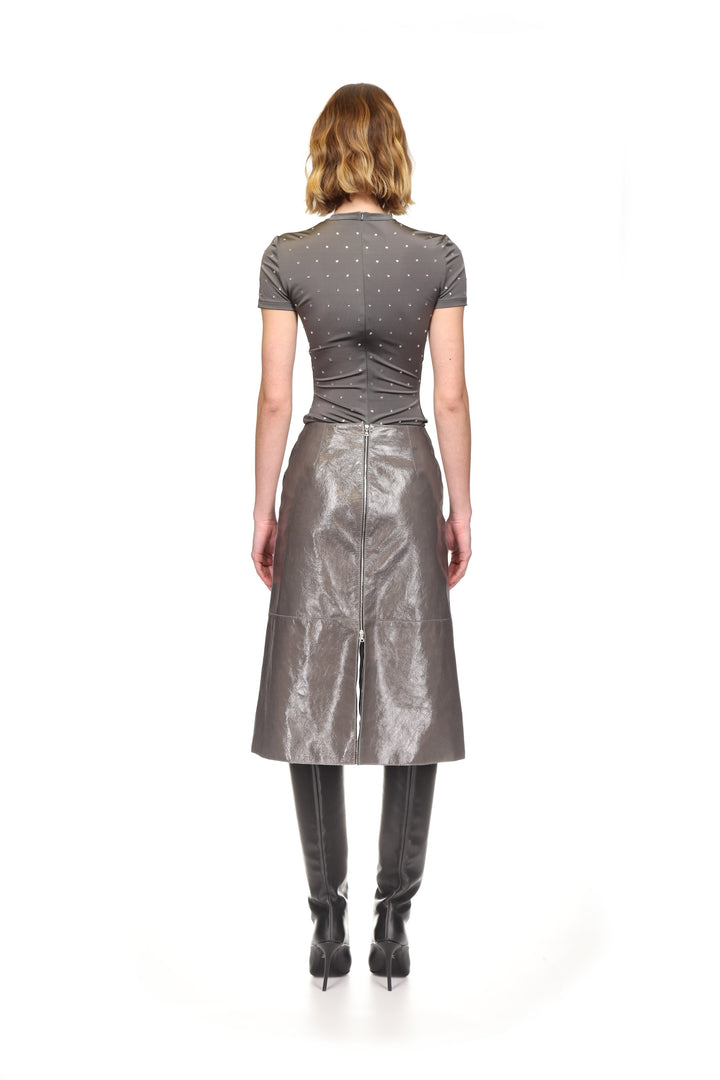 MIDI LEATHER SKIRT