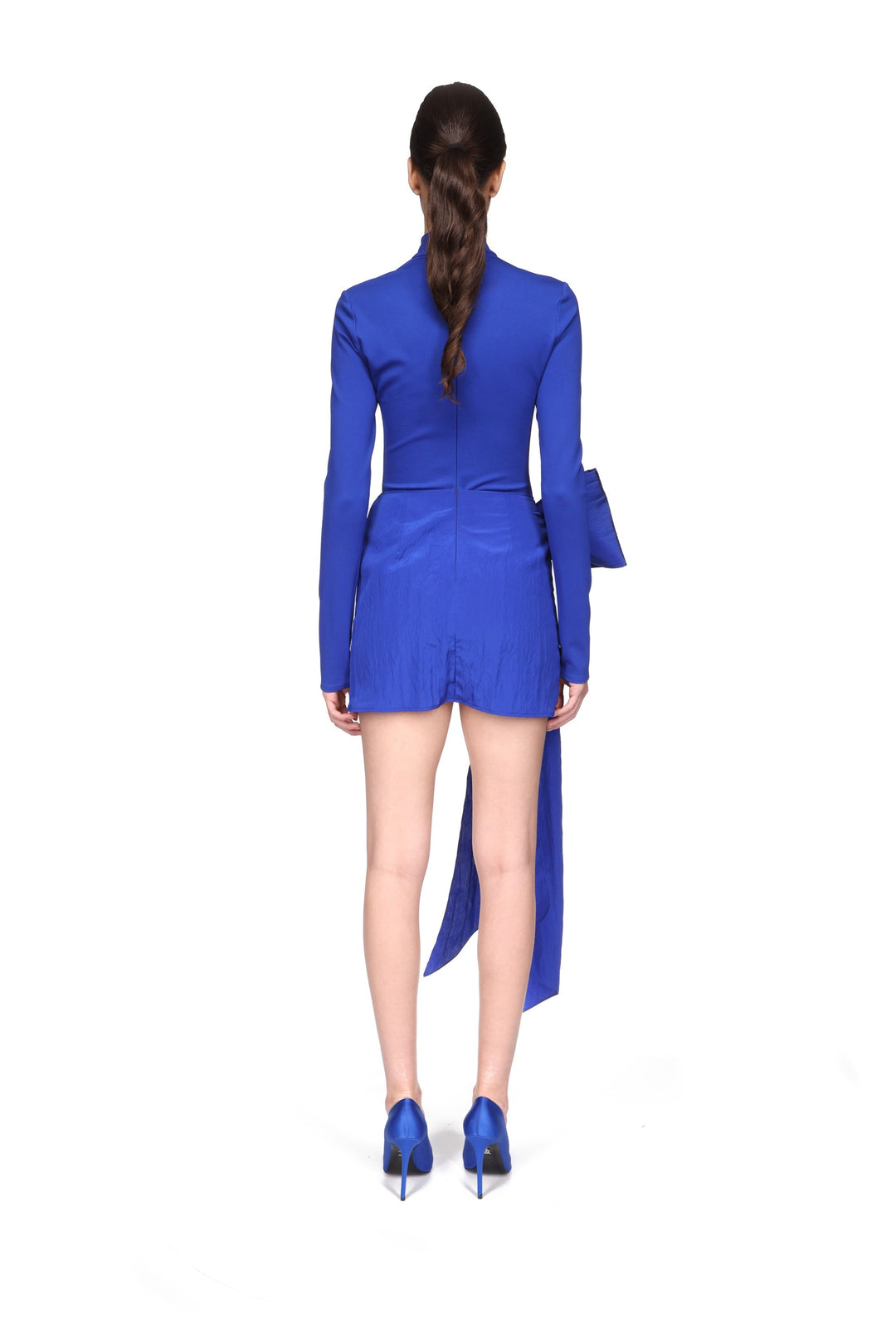 LONG SLEEVE MINI DRESS WITH OVERSIZED BOW