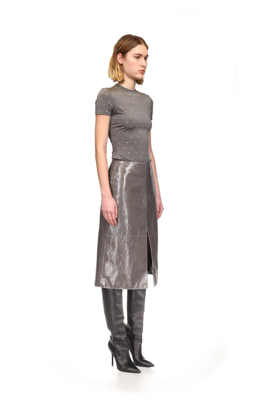MIDI LEATHER SKIRT