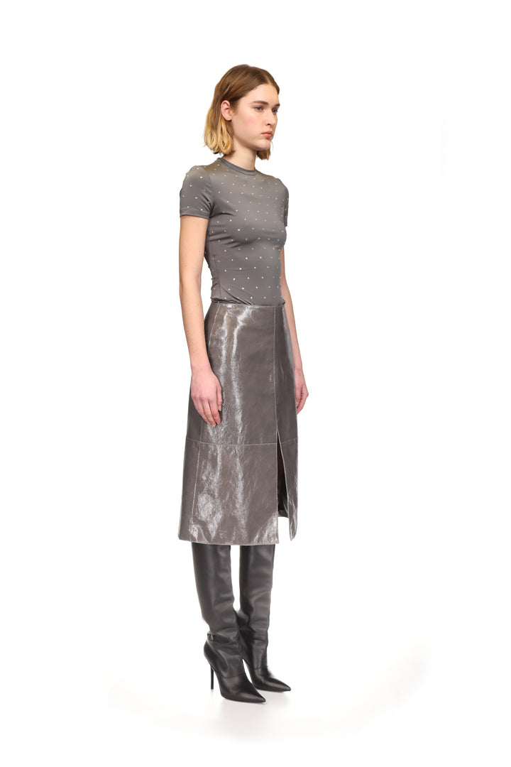 MIDI LEATHER SKIRT
