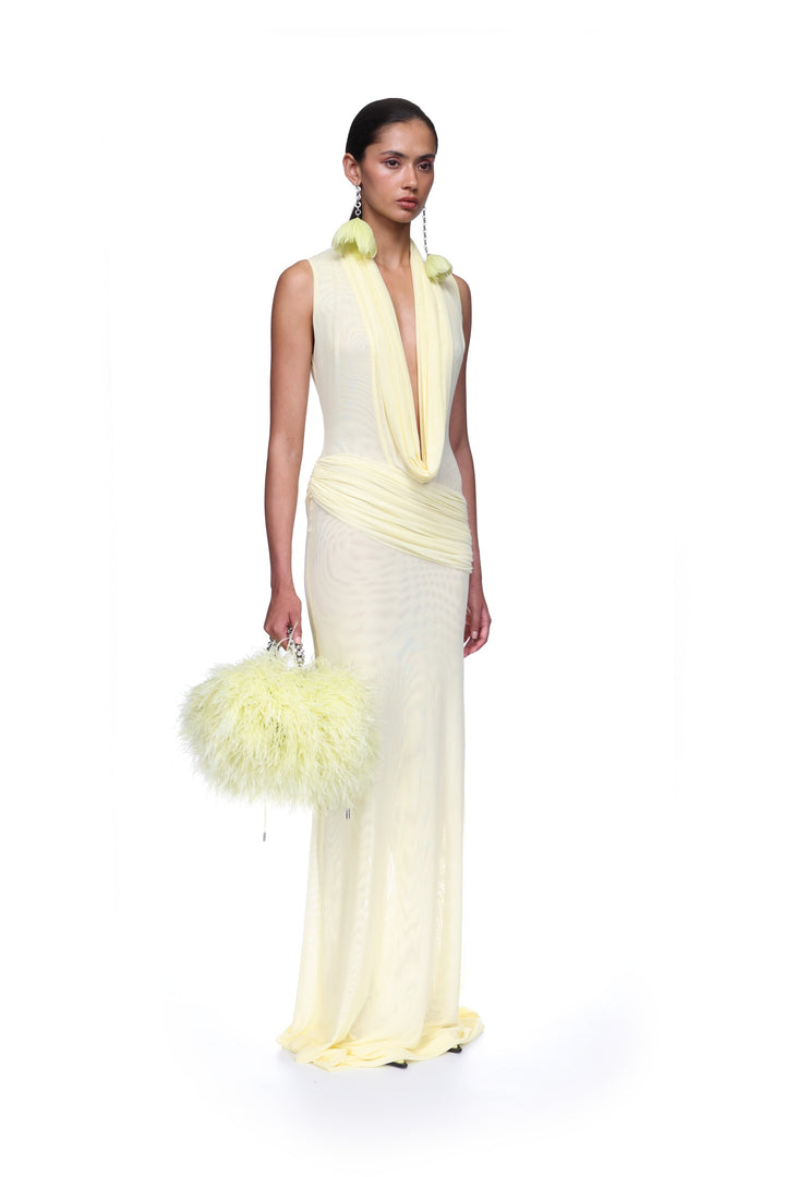 PLUNGE NECKLINE SLEEVELESS GOWN