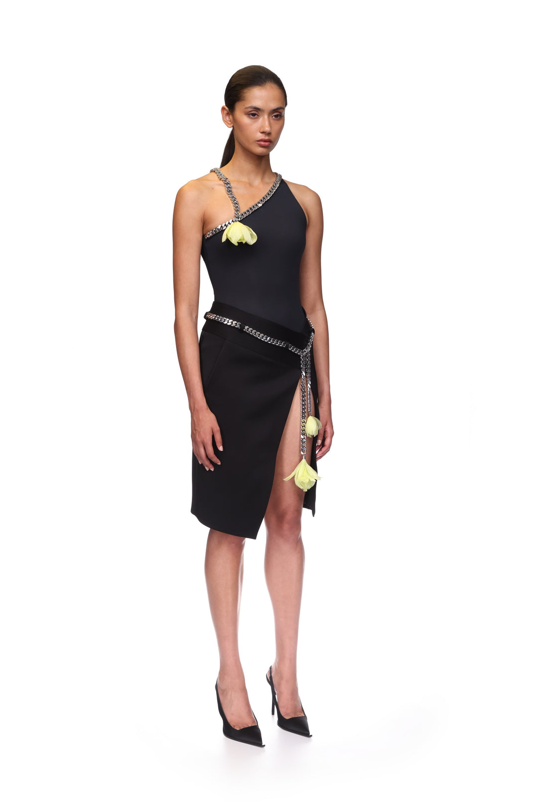 FLOWER CHAIN ONE SHOULDER BODYSUIT