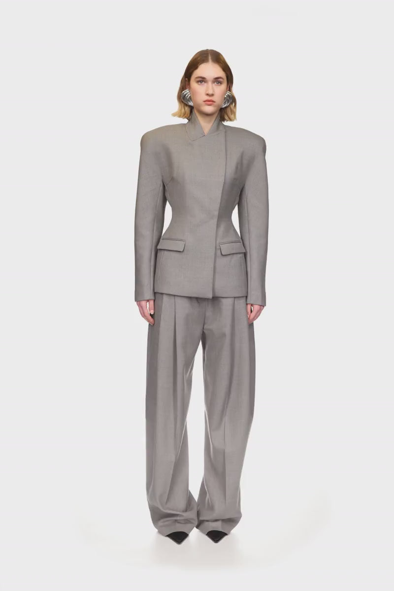 DOUBLE PLEATED TAILORED TROUSERS