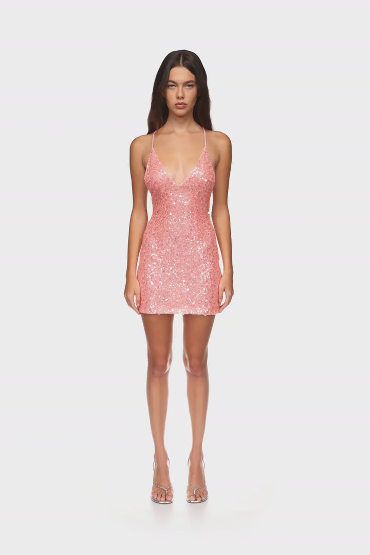 SEQUIN MINI DRESS IN PINK
