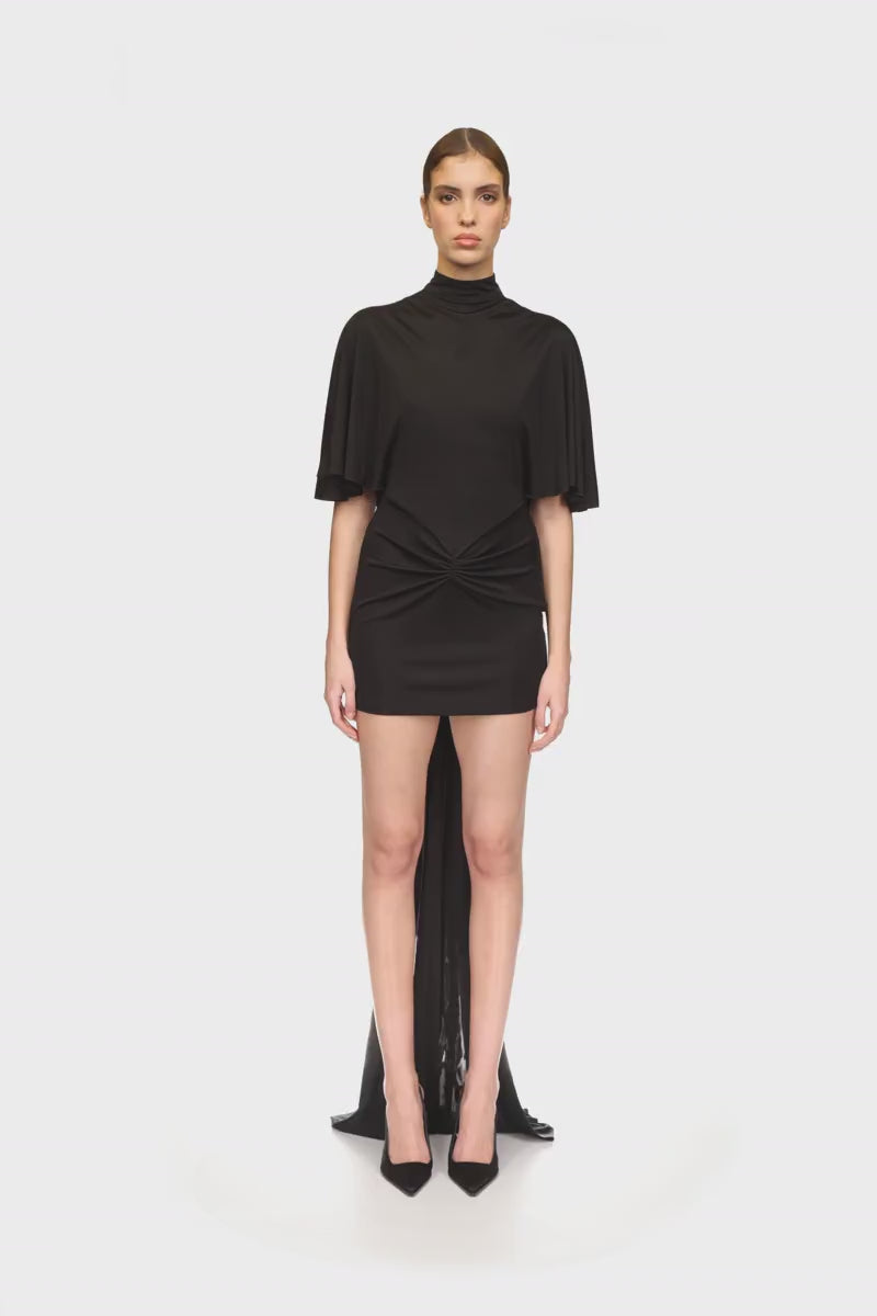CRYSTAL STAR & BACK CUTOUT MINI DRESS