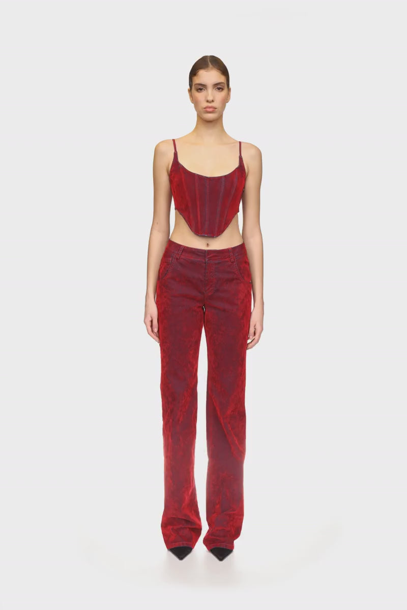 VELVET DENIM CORSET TOP