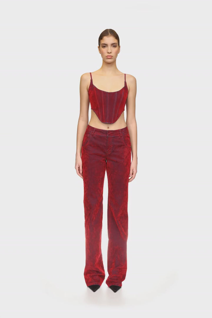 VELVET DENIM CORSET TOP