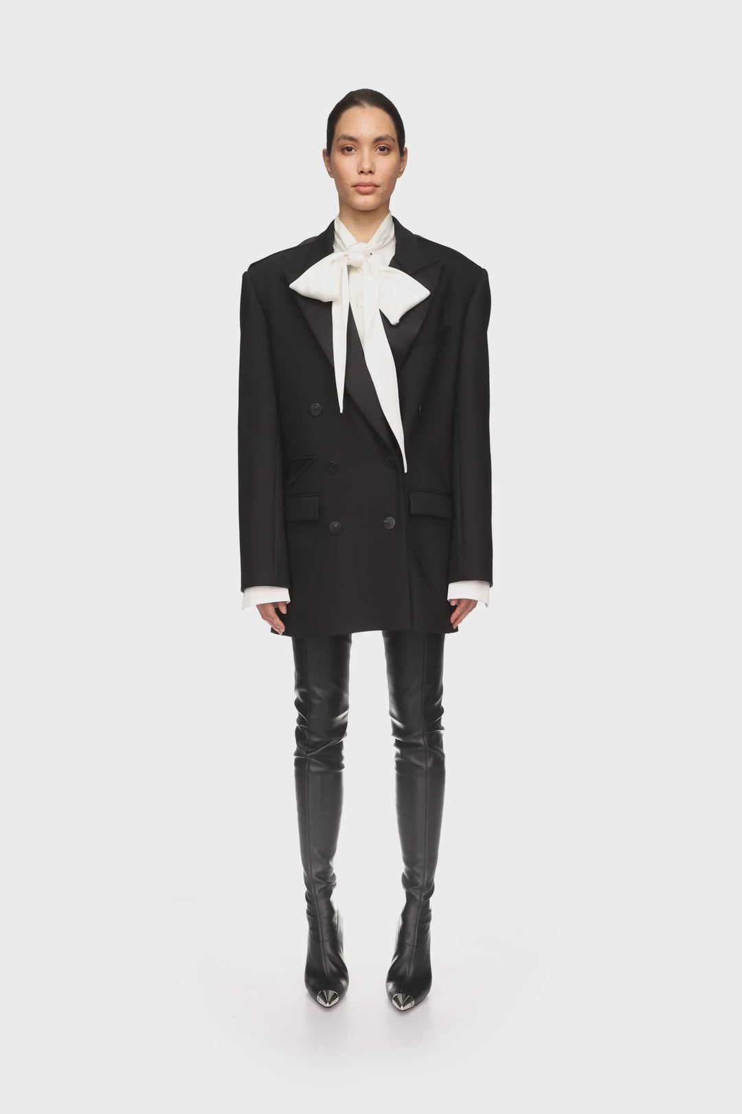 SATIN TAPE DETAIL TAILORED JACKET