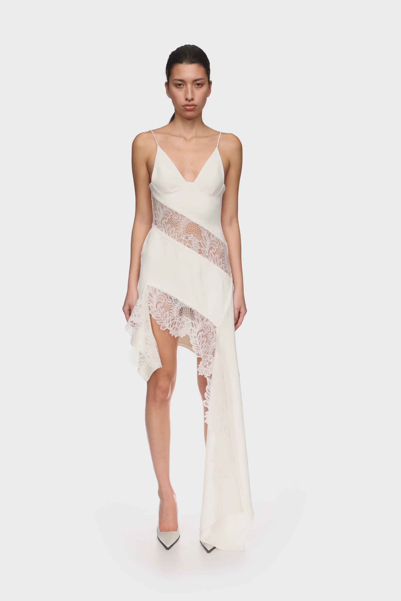 ASYMMETRIC LACE INSERT DRESS – David Koma
