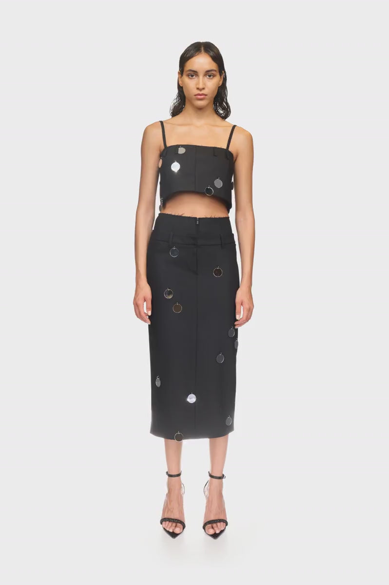 PLEXI MIRRORS MIDI SKIRT